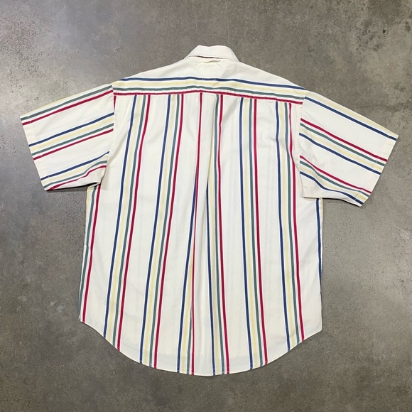 Vintage Tommy Hilfiger Multi Stripe 90s Y2K Button Down Short Sleeve Shirt - Picture 4 of 9